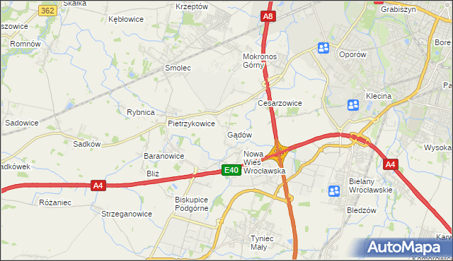 mapa Gądów, Gądów na mapie Targeo