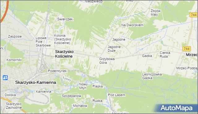 mapa Grzybowa Góra, Grzybowa Góra na mapie Targeo