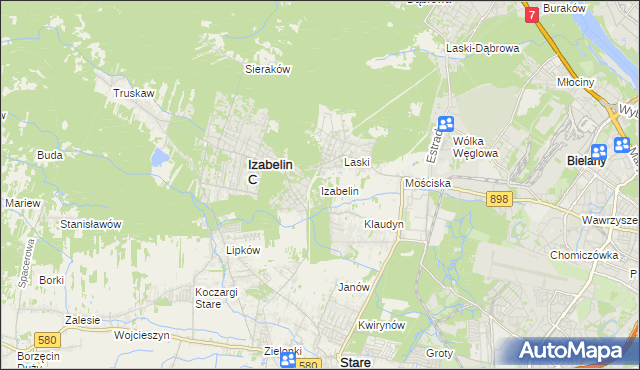 mapa Izabelin powiat warszawski zachodni, Izabelin powiat warszawski zachodni na mapie Targeo