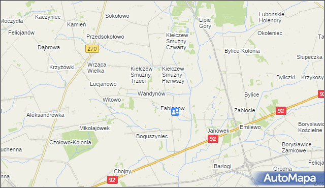 mapa Kiełczew Górny, Kiełczew Górny na mapie Targeo