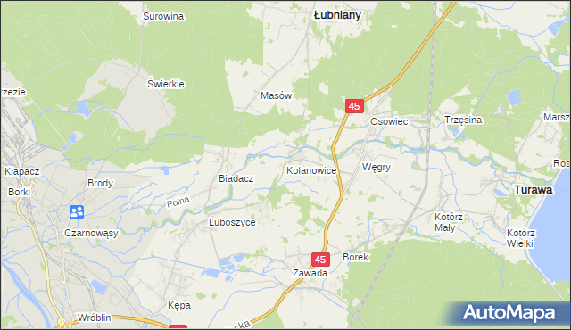 mapa Kolanowice, Kolanowice na mapie Targeo
