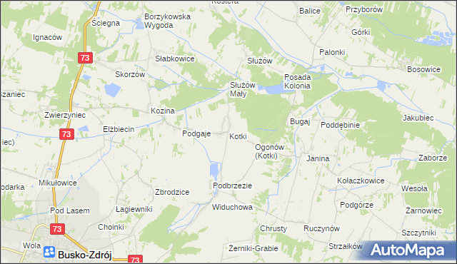 mapa Kotki gmina Busko-Zdrój, Kotki gmina Busko-Zdrój na mapie Targeo