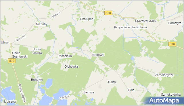 mapa Kropiwki, Kropiwki na mapie Targeo