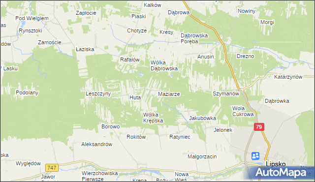 mapa Maziarze, Maziarze na mapie Targeo