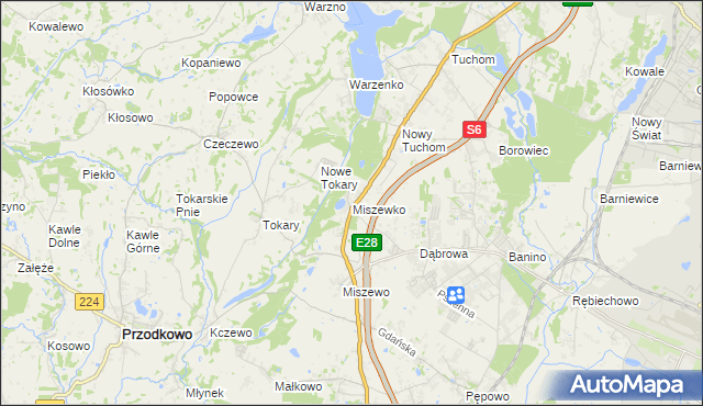 mapa Miszewko gmina Żukowo, Miszewko gmina Żukowo na mapie Targeo