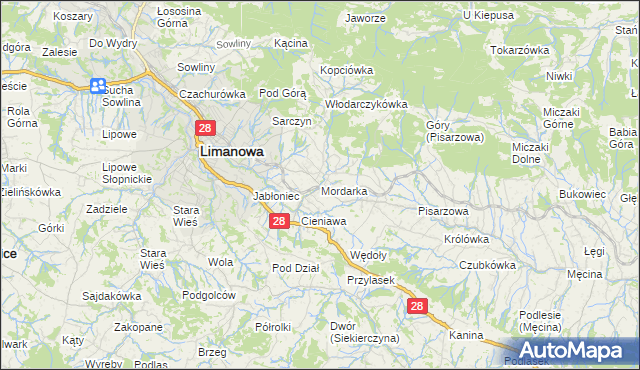 mapa Mordarka, Mordarka na mapie Targeo