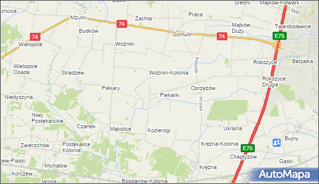 mapa Piekarki, Piekarki na mapie Targeo