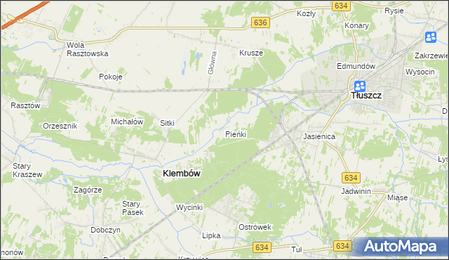 mapa Pieńki gmina Klembów, Pieńki gmina Klembów na mapie Targeo