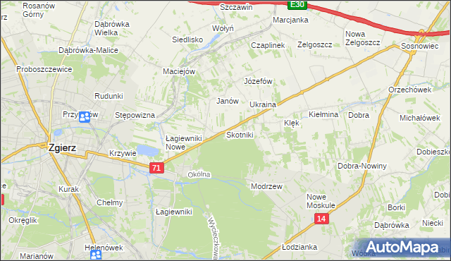 mapa Skotniki gmina Zgierz, Skotniki gmina Zgierz na mapie Targeo