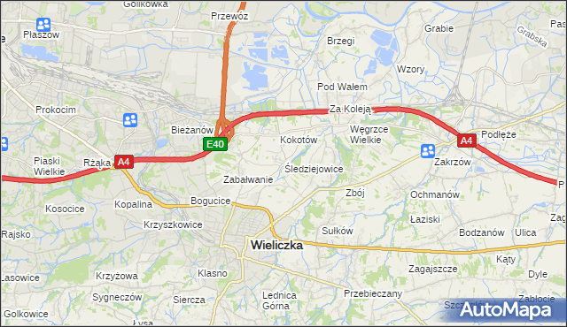 mapa Śledziejowice, Śledziejowice na mapie Targeo