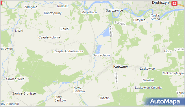 mapa Szczeglacin, Szczeglacin na mapie Targeo