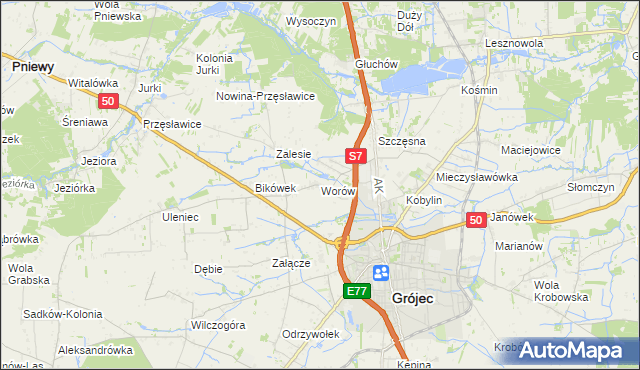 mapa Worów, Worów na mapie Targeo