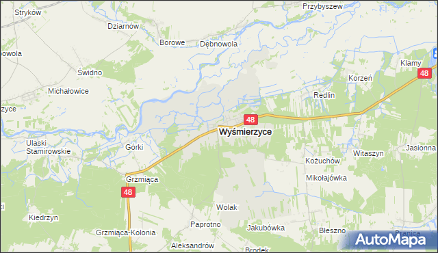 mapa Wyśmierzyce, Wyśmierzyce na mapie Targeo