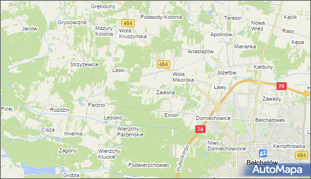mapa Zalesna, Zalesna na mapie Targeo