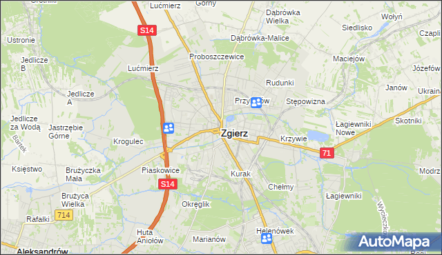 mapa Zgierz, Zgierz na mapie Targeo