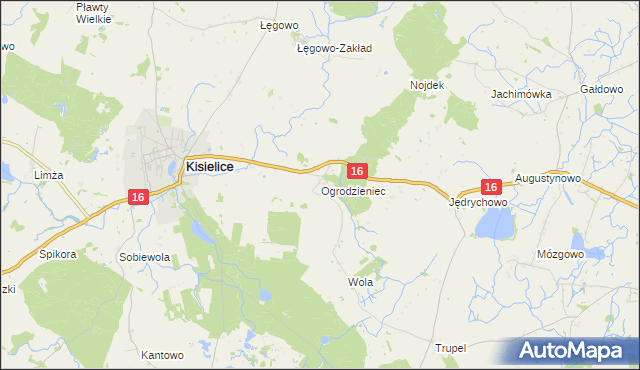 mapa Ogrodzieniec gmina Kisielice, Ogrodzieniec gmina Kisielice na mapie Targeo