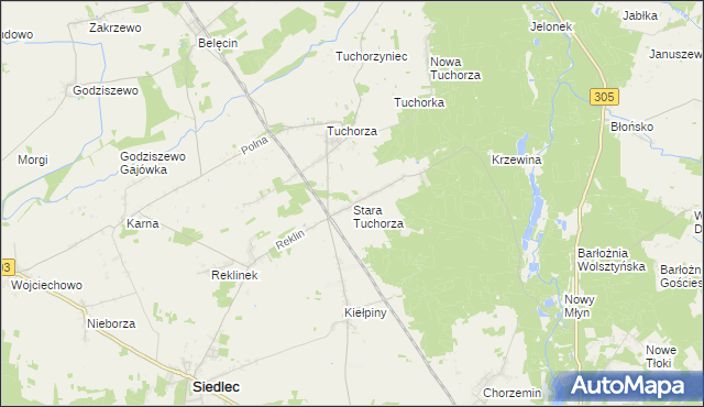 mapa Stara Tuchorza, Stara Tuchorza na mapie Targeo