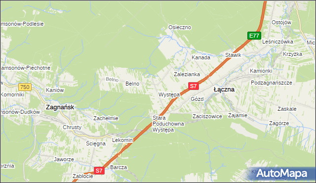 mapa Występa, Występa na mapie Targeo