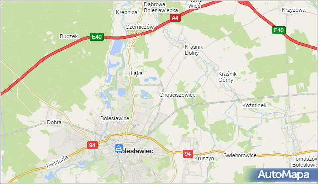 mapa Chościszowice, Chościszowice na mapie Targeo