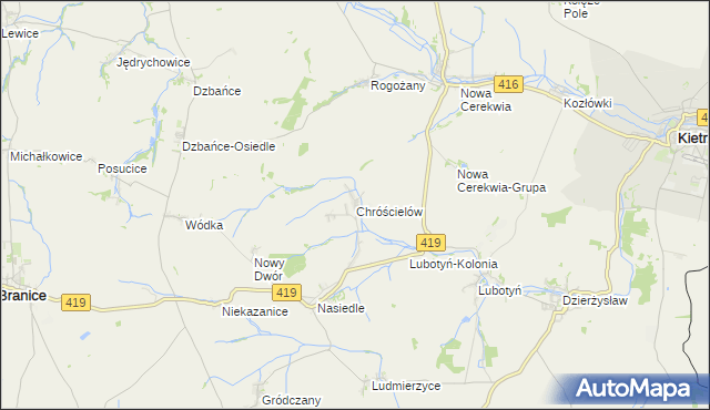 mapa Chróścielów, Chróścielów na mapie Targeo