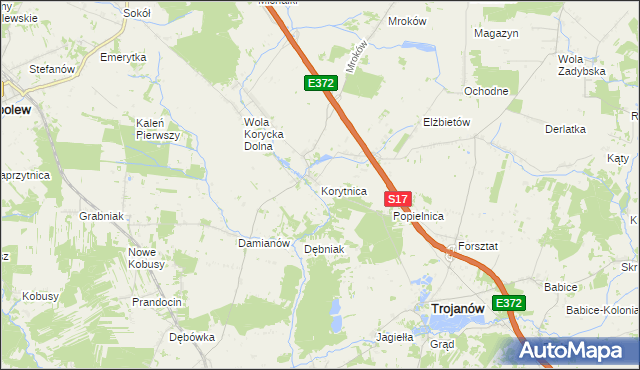 mapa Korytnica gmina Trojanów, Korytnica gmina Trojanów na mapie Targeo