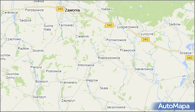 mapa Rzędziszowice, Rzędziszowice na mapie Targeo