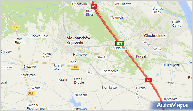 mapa Stawki gmina Aleksandrów Kujawski, Stawki gmina Aleksandrów Kujawski na mapie Targeo