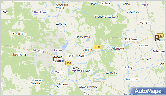 mapa Anielin gmina Nowe Miasto, Anielin gmina Nowe Miasto na mapie Targeo