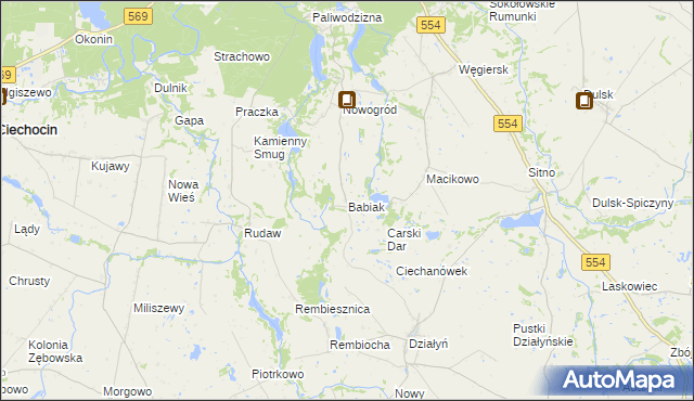 mapa Babiak gmina Golub-Dobrzyń, Babiak gmina Golub-Dobrzyń na mapie Targeo