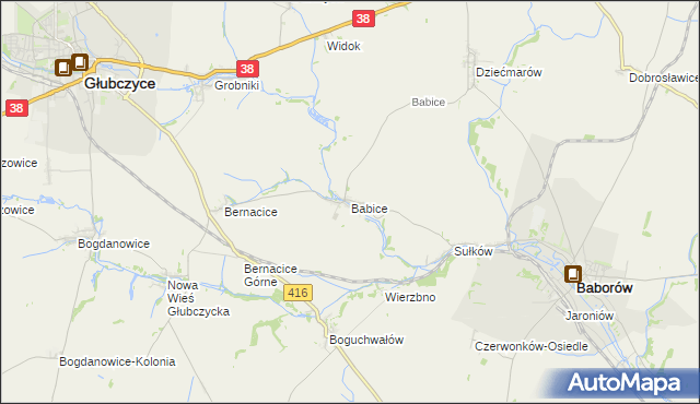 mapa Babice gmina Baborów, Babice gmina Baborów na mapie Targeo