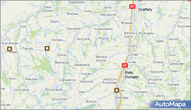 mapa Bańska Wyżna, Bańska Wyżna na mapie Targeo