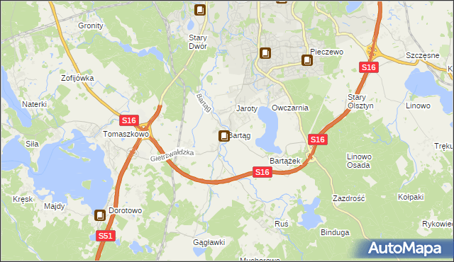 mapa Bartąg, Bartąg na mapie Targeo