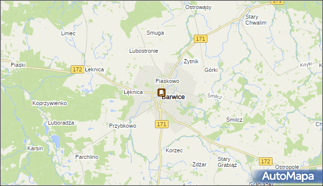 mapa Barwice, Barwice na mapie Targeo