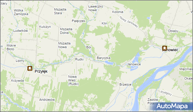 mapa Baryczka gmina Przyłęk, Baryczka gmina Przyłęk na mapie Targeo