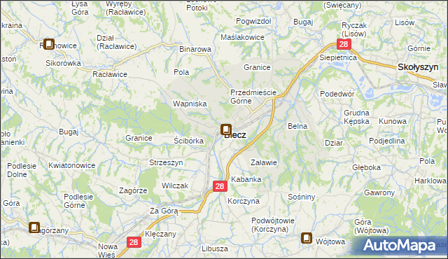 mapa Biecz powiat gorlicki, Biecz powiat gorlicki na mapie Targeo