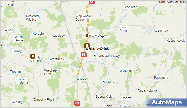 mapa Bielany-Jarosławy, Bielany-Jarosławy na mapie Targeo