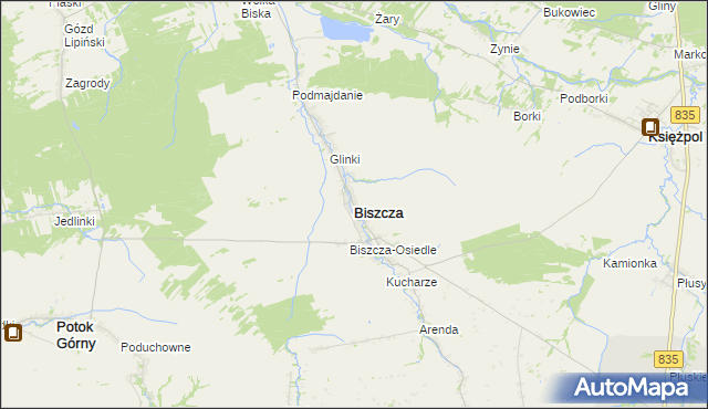 mapa Biszcza, Biszcza na mapie Targeo