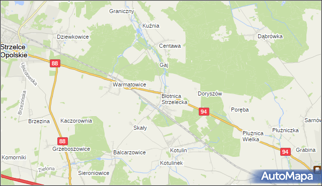 mapa Błotnica Strzelecka, Błotnica Strzelecka na mapie Targeo