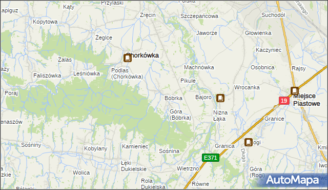 mapa Bóbrka gmina Chorkówka, Bóbrka gmina Chorkówka na mapie Targeo