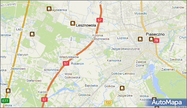 mapa Bobrowiec gmina Piaseczno, Bobrowiec gmina Piaseczno na mapie Targeo