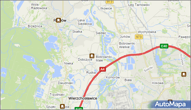 mapa Bobrowniki Małe, Bobrowniki Małe na mapie Targeo