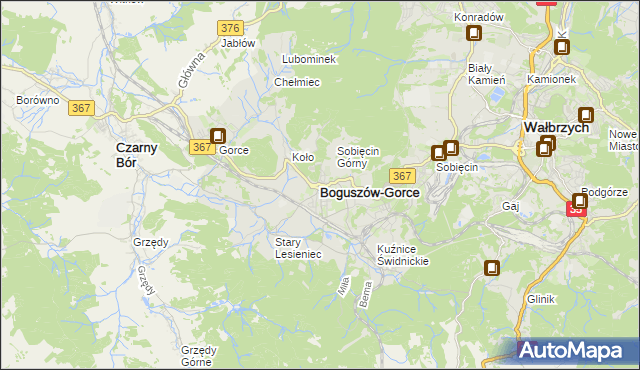 mapa Boguszów-Gorce, Boguszów-Gorce na mapie Targeo