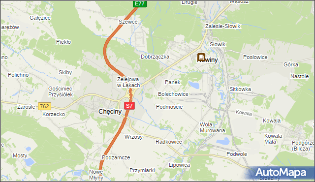 mapa Bolechowice gmina Sitkówka-Nowiny, Bolechowice gmina Sitkówka-Nowiny na mapie Targeo