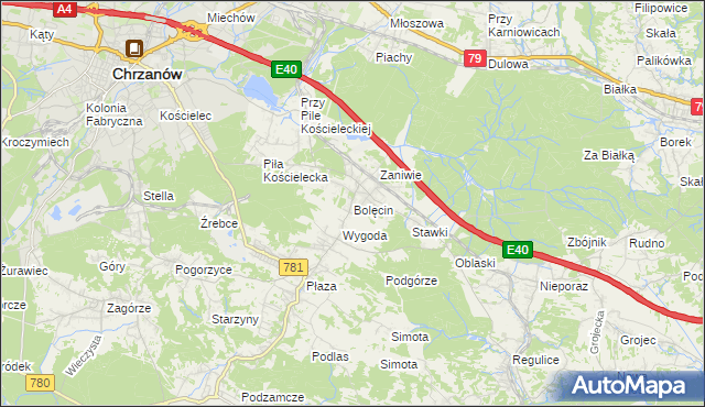 mapa Bolęcin gmina Trzebinia, Bolęcin gmina Trzebinia na mapie Targeo