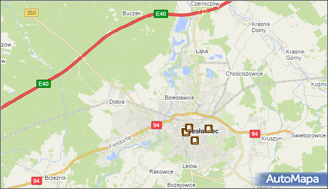 mapa Bolesławice gmina Bolesławiec, Bolesławice gmina Bolesławiec na mapie Targeo