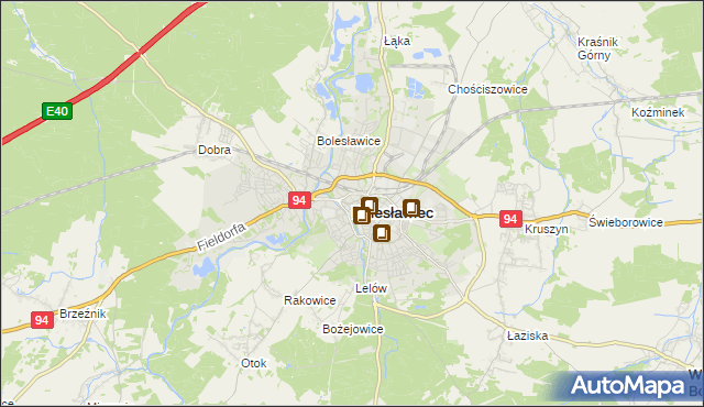 mapa Bolesławca, Bolesławiec na mapie Targeo