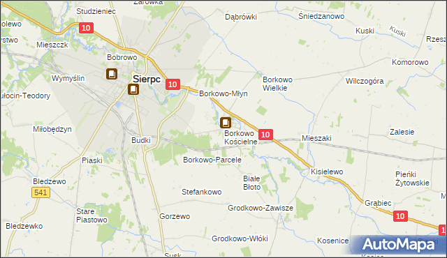 mapa Borkowo Kościelne, Borkowo Kościelne na mapie Targeo
