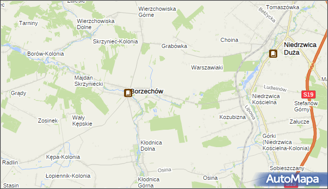 mapa Borzechów-Kolonia, Borzechów-Kolonia na mapie Targeo