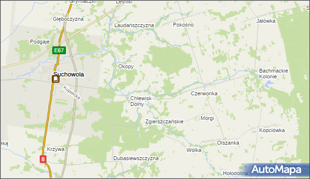 mapa Brukowo, Brukowo na mapie Targeo