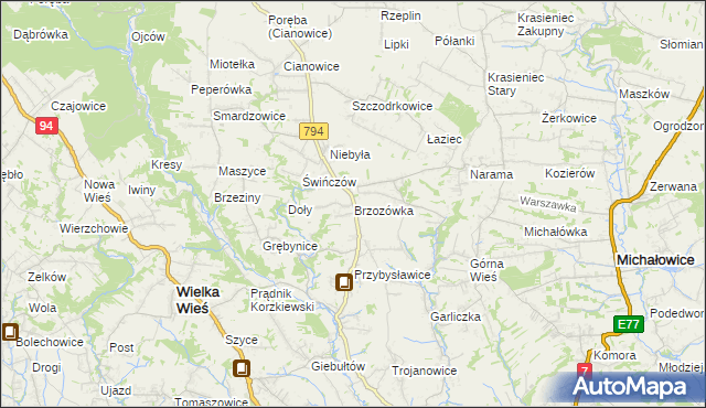 mapa Brzozówka gmina Zielonki, Brzozówka gmina Zielonki na mapie Targeo
